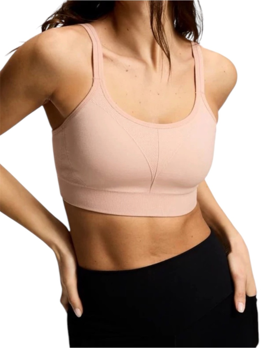 Soma Sport Seamless Bra Ballet Back Convertible straps Hush Pinkish Tan Size L
